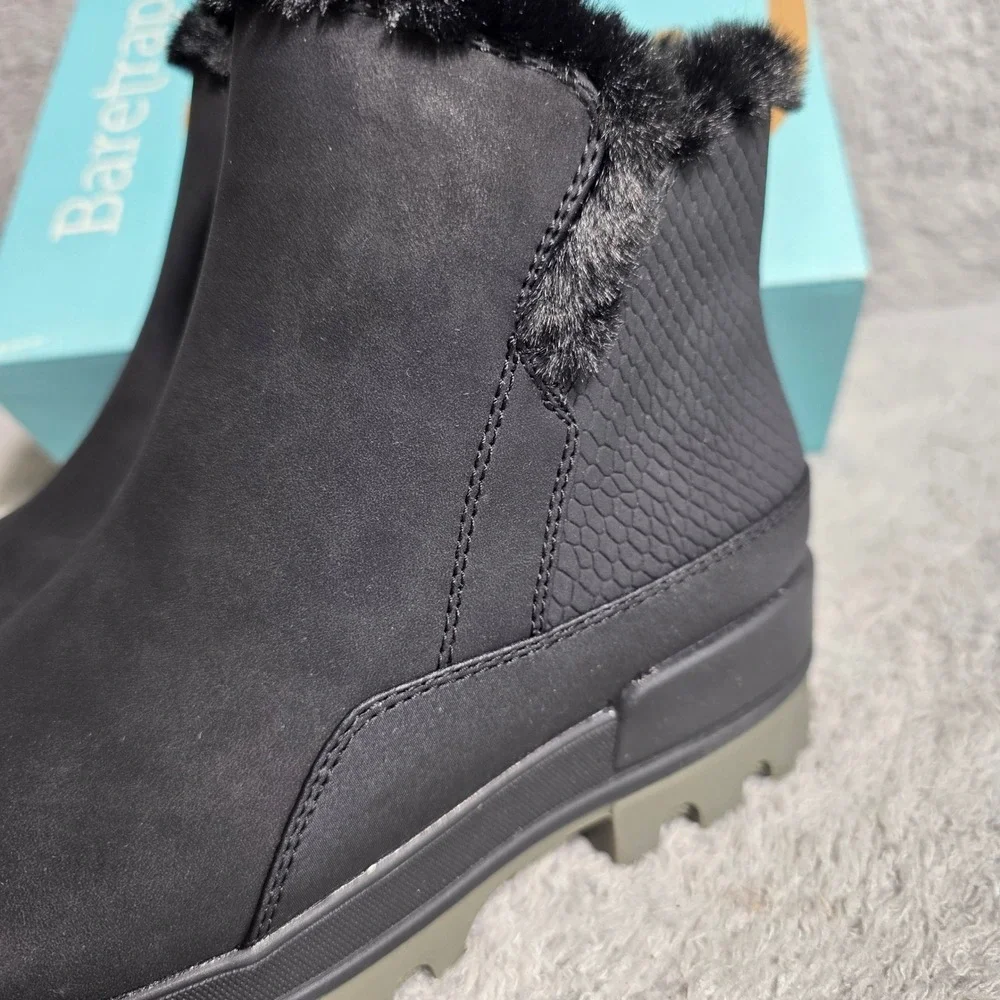 Baretraps Noemi Black Faux‎ Fur Lined Zip Ankle Boots Womens Size 5.5 NEW M
